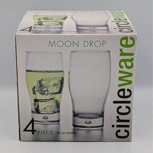 Circleware Moon Drop 16 oz Cooler Glasses Set of 4 Clear Bubble Base 55424